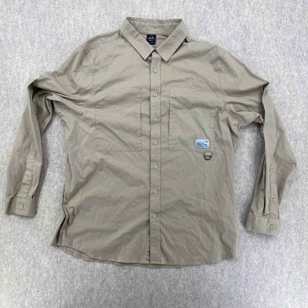 Oakley Foothill Ranch Khaki Ripstop Utility Shirt Mens XL Long Sleeve Tan